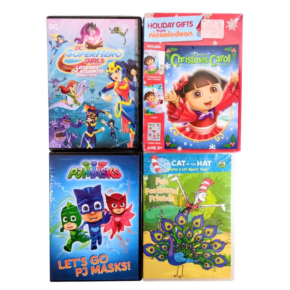 Kids Childrens DVD Lot DC Super Hero Girls Dora PJ Masks Cat in the Hat New